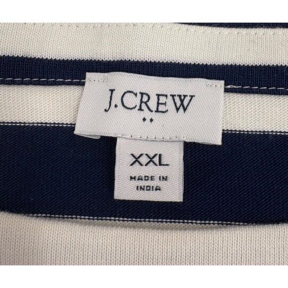 J.Crew Womens Striped Nautical T-Shirt XXL 100% Cotton Navy & White Button - Picture 2 of 6